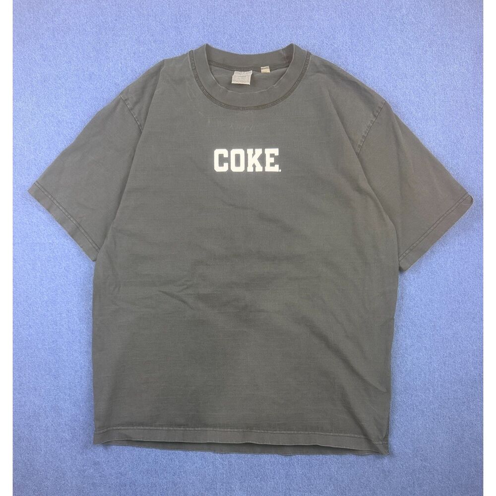 Coca Cola Coke Mens M Black 86 Graphic T Shirt Faded Double Sided Logo